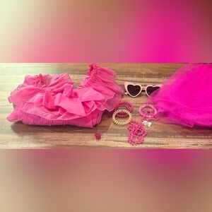 Pink Ruffled Dress with Accessories